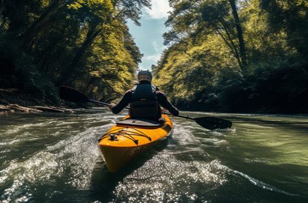 spływ kajakowy, mężczyzna w kajaku